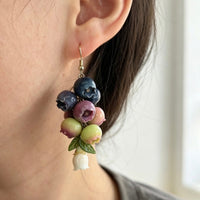 Blueberry Ripening Earrings – Handmade Polymer Clay Fruit Jewelry