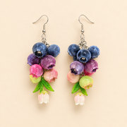 Blueberry Ripening Earrings – Handmade Polymer Clay Fruit Jewelry