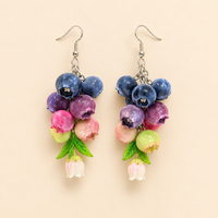 Blueberry Ripening Earrings – Handmade Polymer Clay Fruit Jewelry