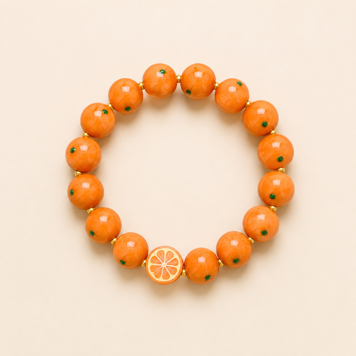 Orange Grove Bracelet – Handmade Polymer Clay Fruit Jewelry