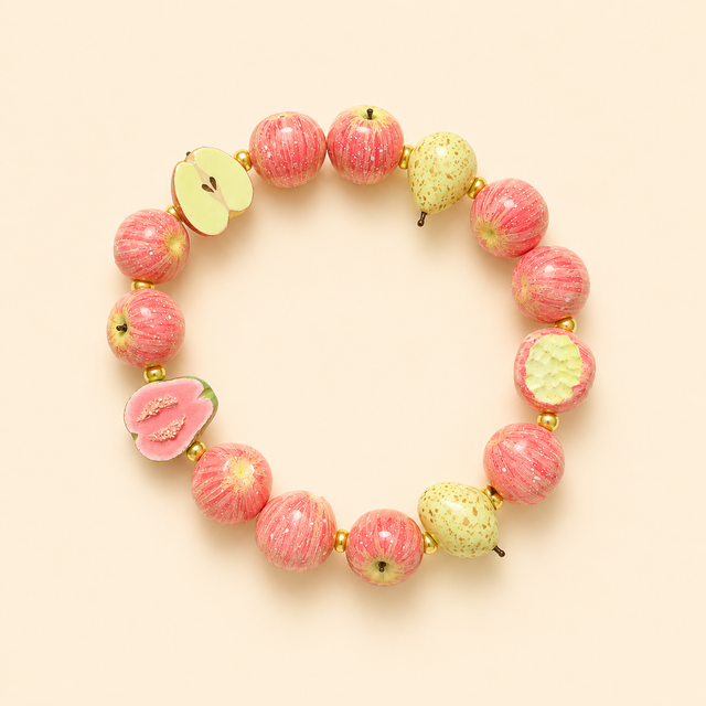 Sweet Apple Picnic Bracelet – Handmade Polymer Clay Fruit Jewelry