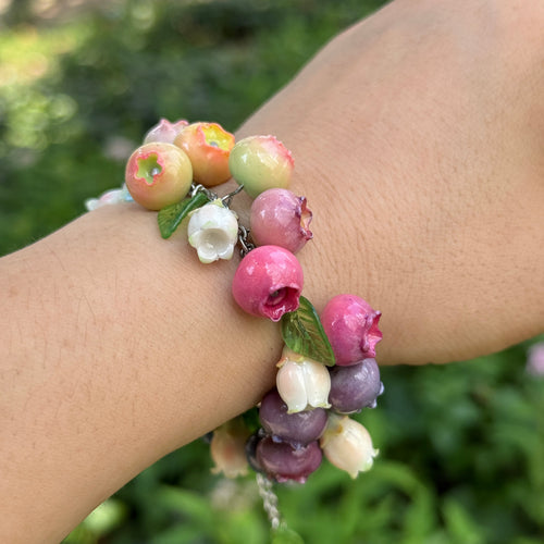 Blueberry Ripening Bracelet – Handmade Polymer Clay Fruit Jewelry