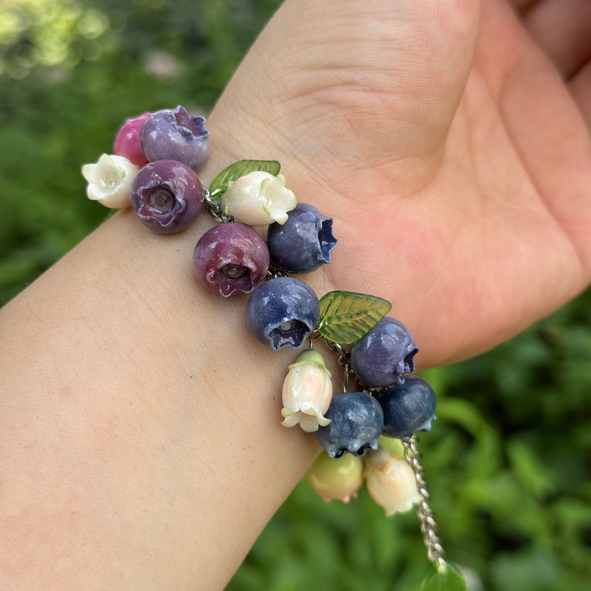 Blueberry Ripening Bracelet – Handmade Polymer Clay Fruit Jewelry