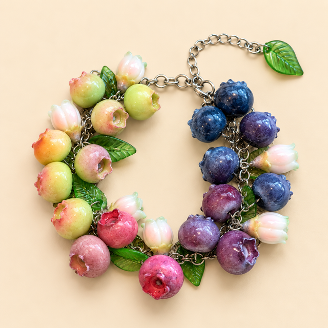 Blueberry Ripening Bracelet – Handmade Polymer Clay Fruit Jewelry