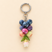 Blueberry Ripening Keychain – Handmade Polymer Clay Fruit Charm