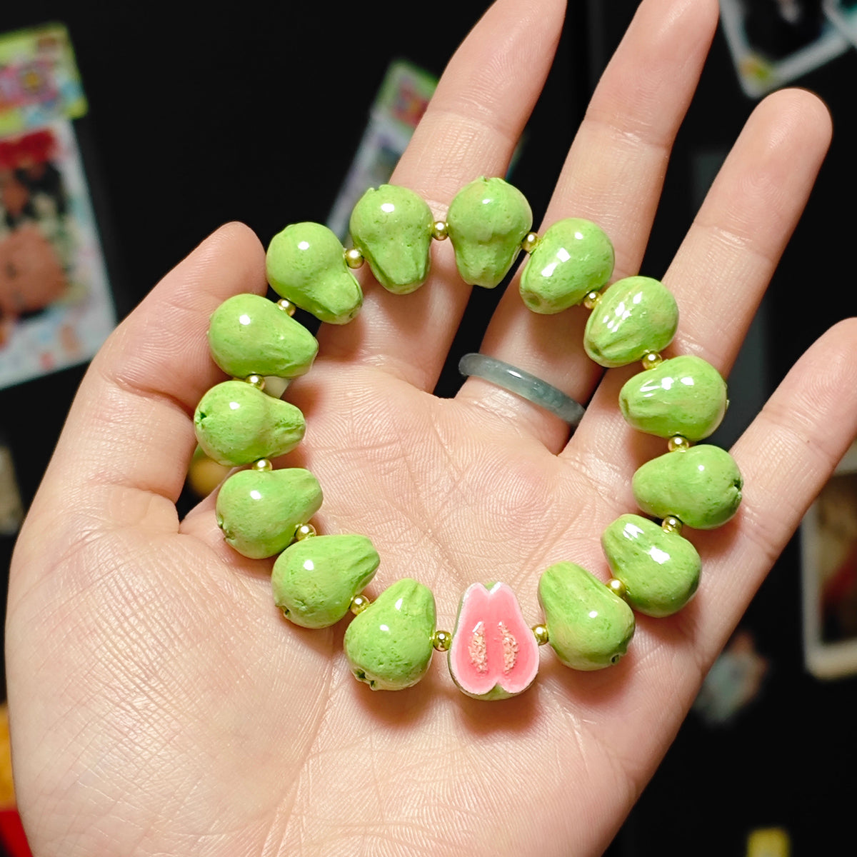 Guava Garden Bracelet – Handmade Polymer Clay Fruit Jewelry