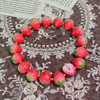 Strawberry Garden Bracelet – Handmade Polymer Clay Fruit Jewelry