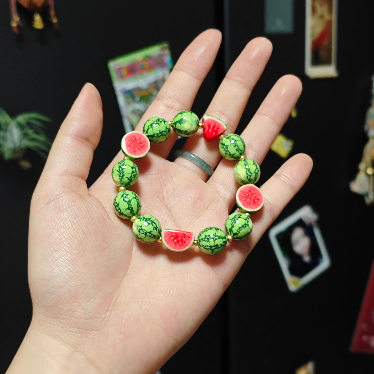Watermelon Picnic Bracelet – Handmade Polymer Clay Fruit Jewelry