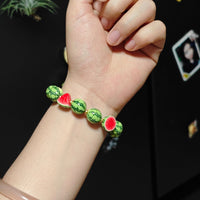 Watermelon Picnic Bracelet – Handmade Polymer Clay Fruit Jewelry
