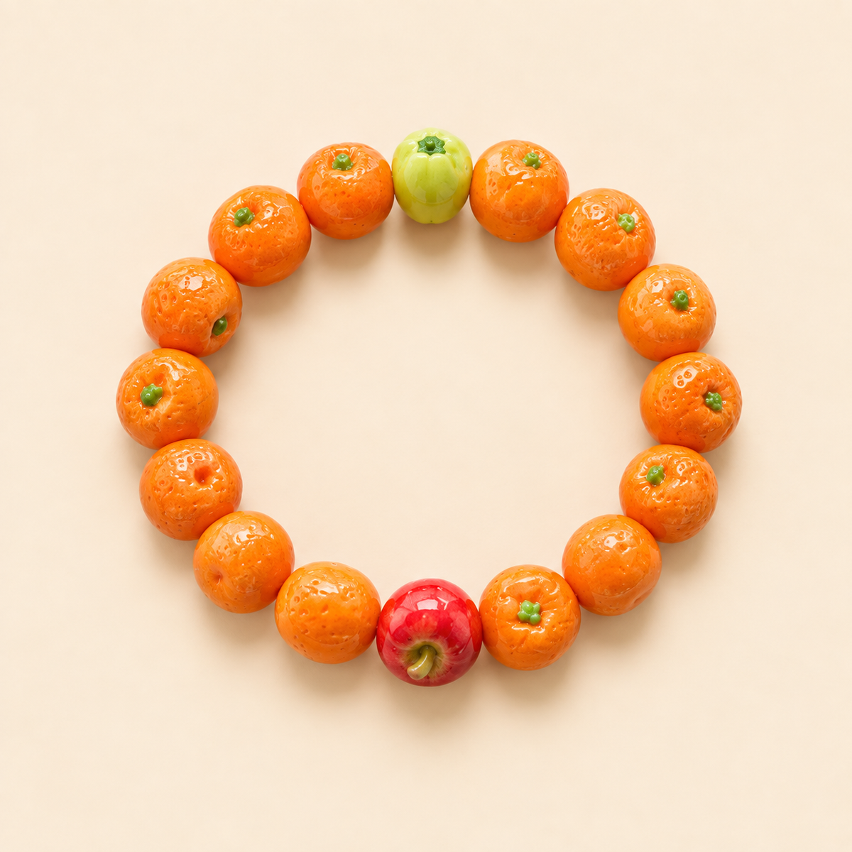 Mandarin Garden Bracelet – Handmade Polymer Clay Fruit Jewelry