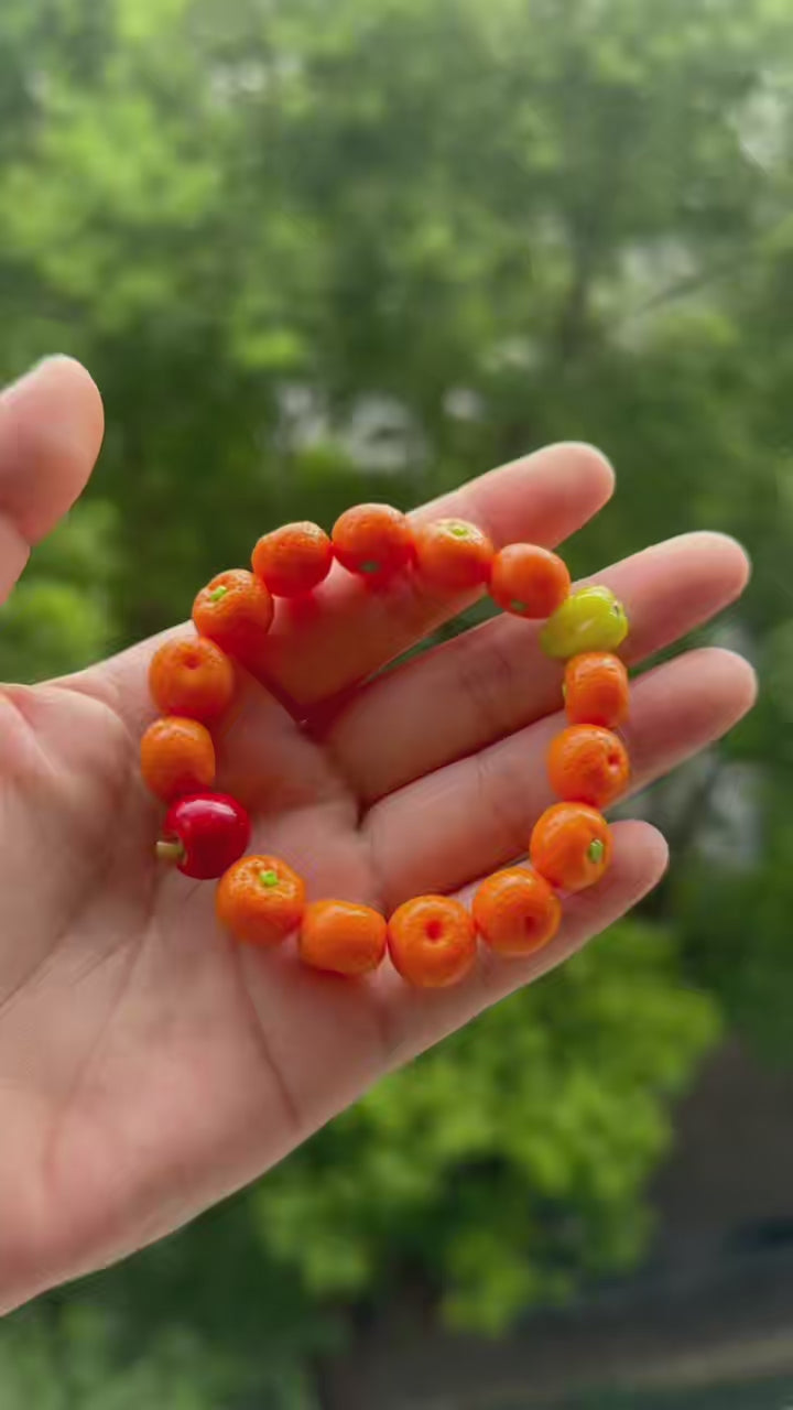 Mandarin Garden Bracelet – Handmade Polymer Clay Fruit Jewelry