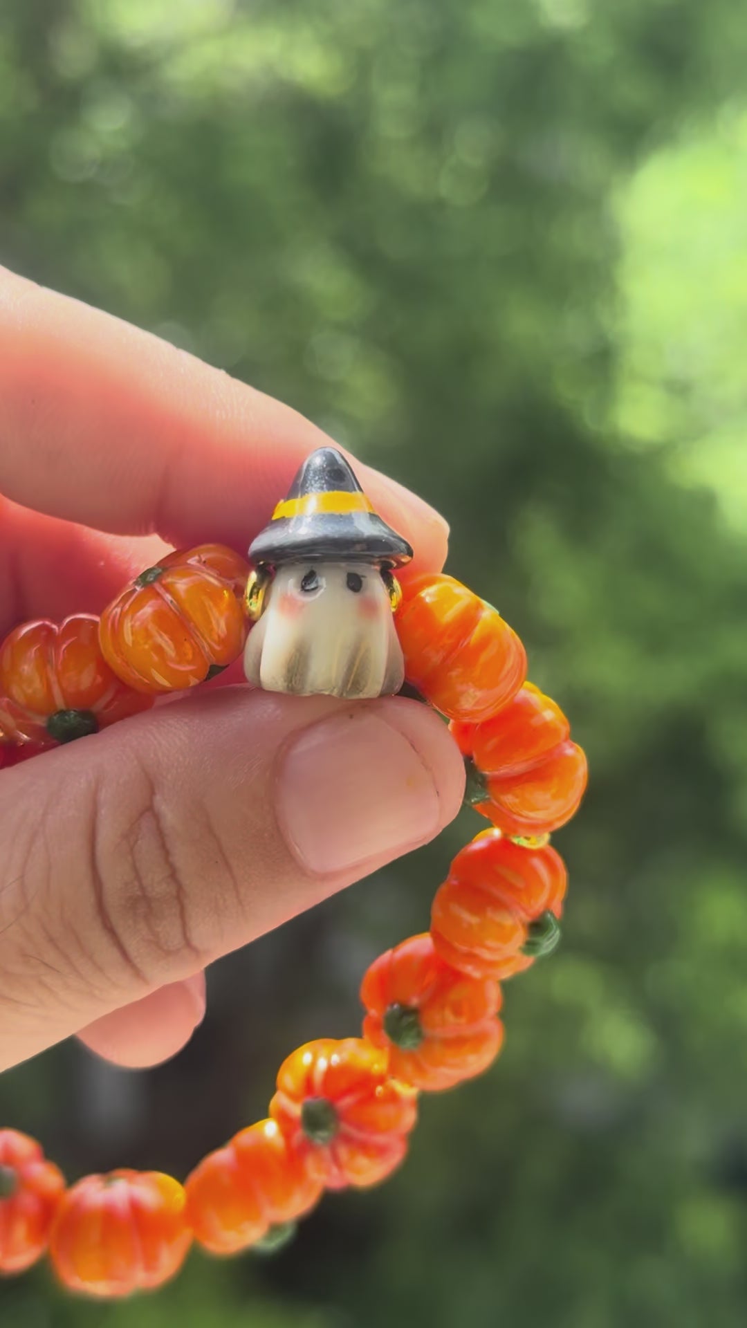 Pumpkin Patch Bracelet – Handmade Polymer Clay Halloween Jewelry
